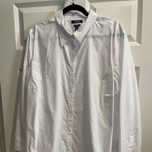 CHAPS NO IRON ladies long sleeve button down white shirt size 2XL